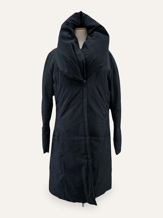 Sculptural Cowl-Neck Down Coat