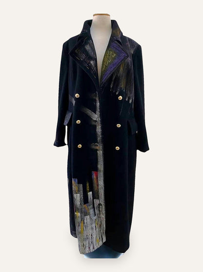 Hand-Painted Double-Breasted Wool Coat