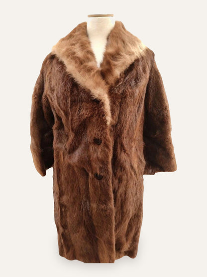 Artisan Real Fur Swing Coat in Cognac