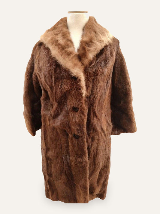 Artisan Real Fur Swing Coat in Cognac