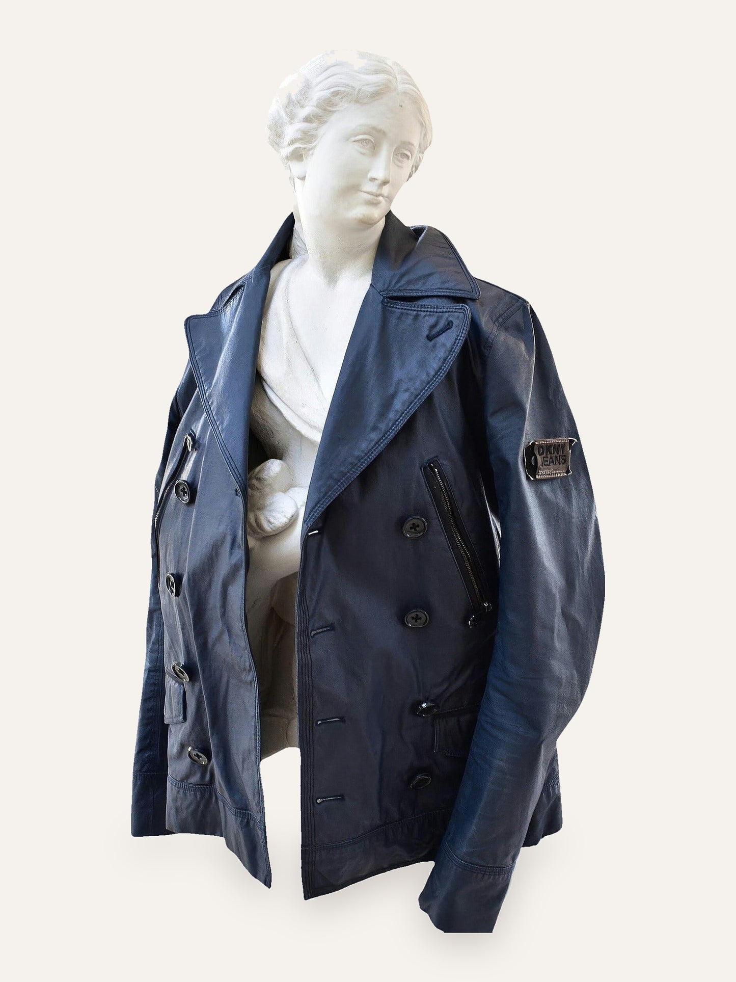 DKNY Jeans Textured Leather-Look Trench Jacket