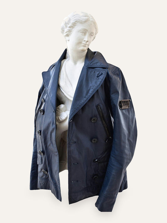 DKNY Jeans Textured Leather-Look Trench Jacket