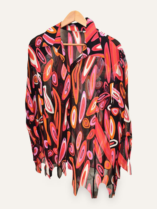 Sheer Psychedelic Print Shirt