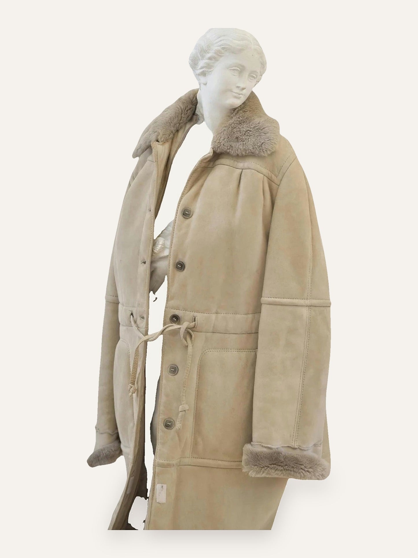 Conda Shearling Maxi Coat in Sand