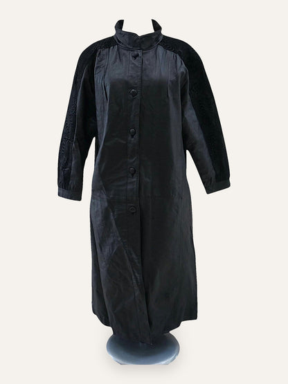 Echtes Leder Leather & Jacquard Maxi Coat