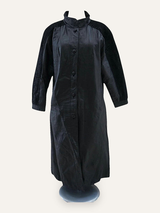 Echtes Leder Leather & Jacquard Maxi Coat
