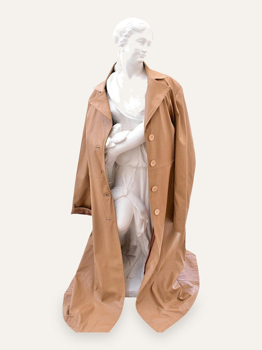 Futedress Faux Leather Swing Coat