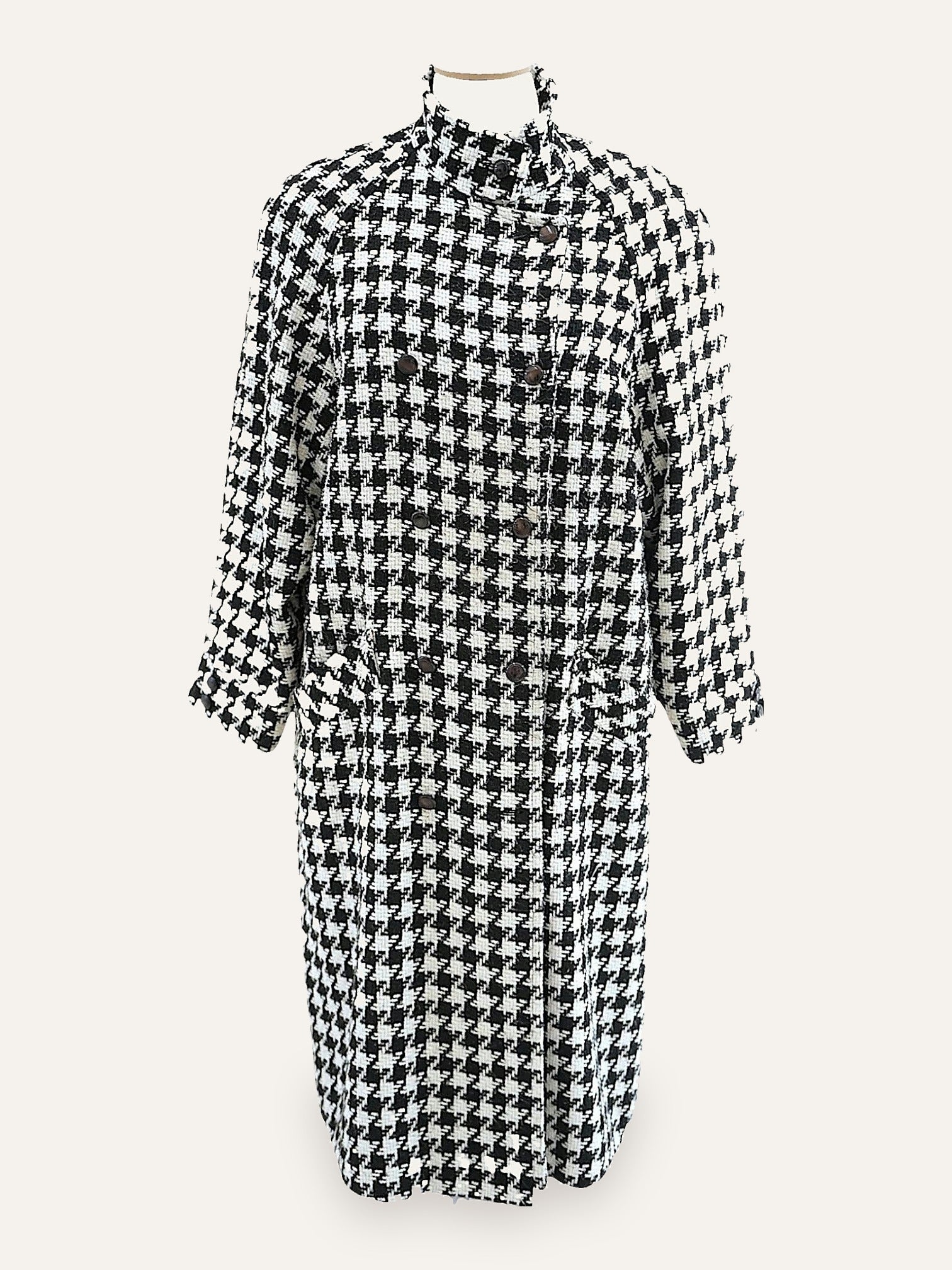 Oversized Houndstooth Bouclé Coat