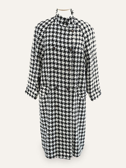 Oversized Houndstooth Bouclé Coat