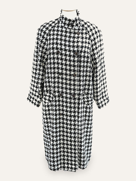 Oversized Houndstooth Bouclé Coat