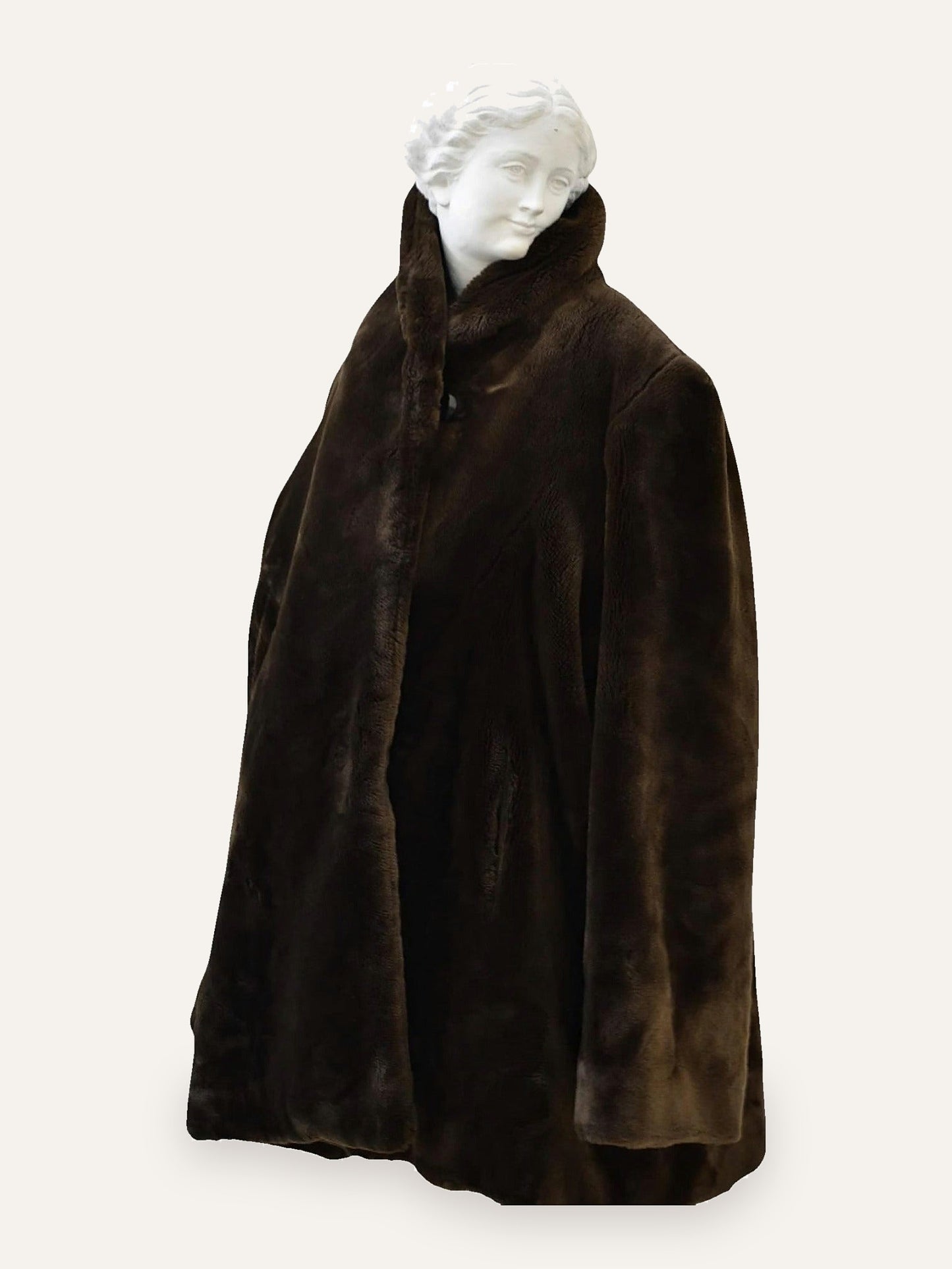 Sheared Faux Fur Maxi Coat in Forest Green