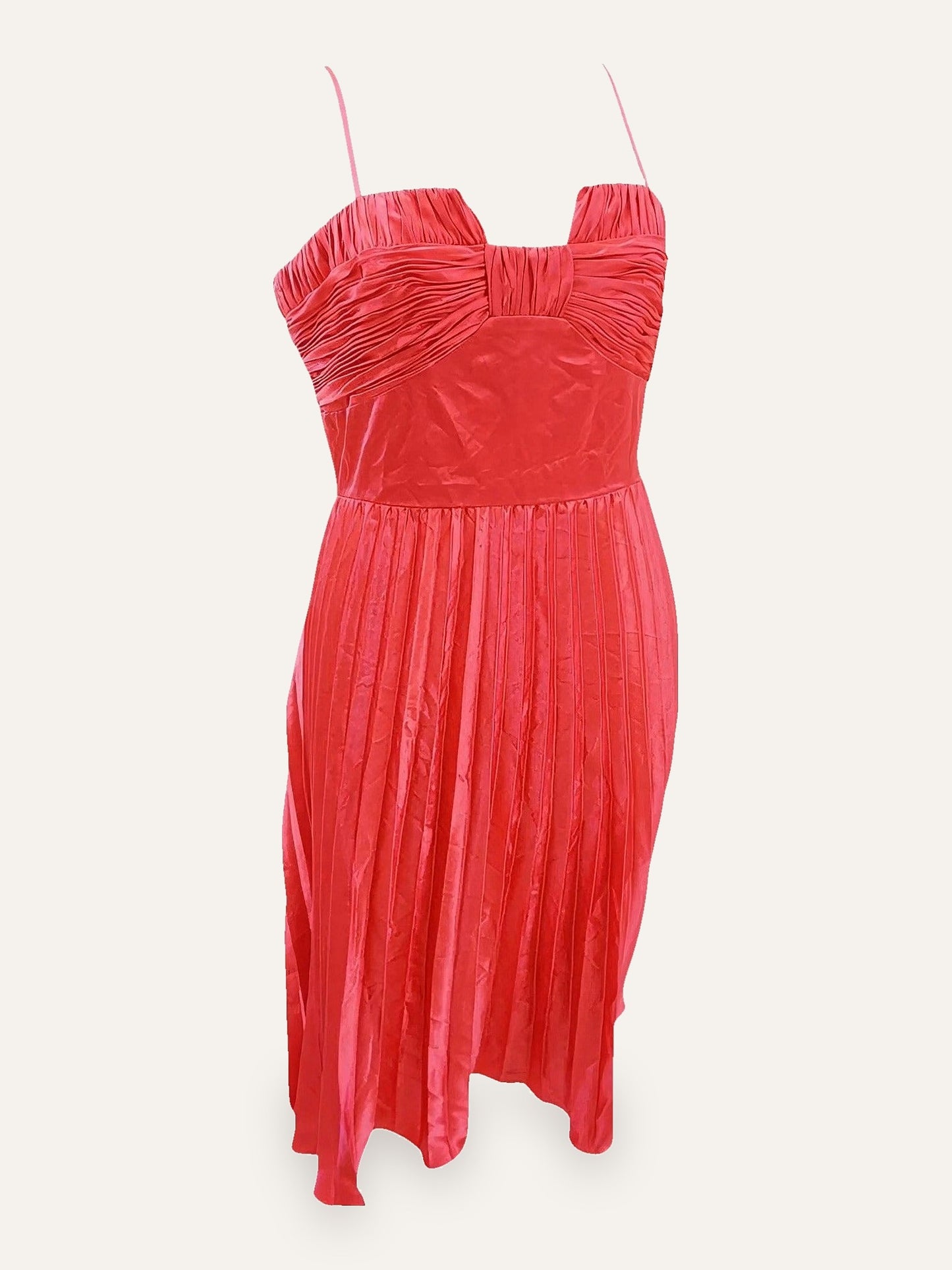 Ruched Bustier Pleated Midi Dress