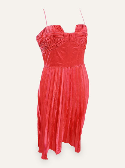 Ruched Bustier Pleated Midi Dress