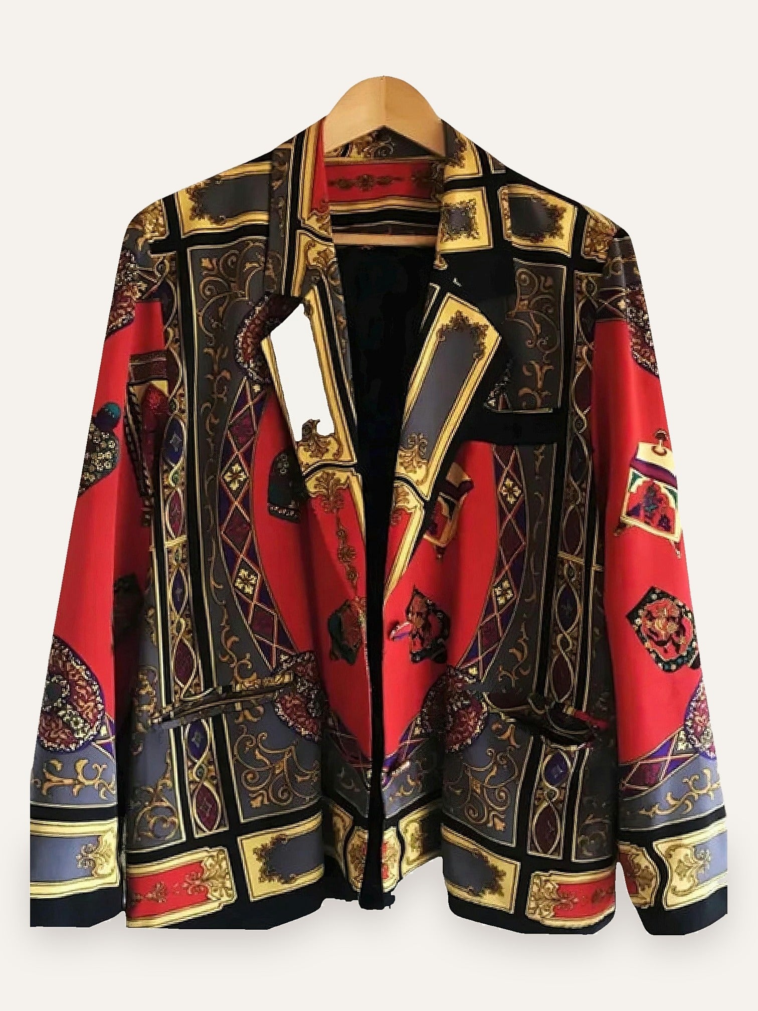 Baroque Orientalist Print Satin Blouse