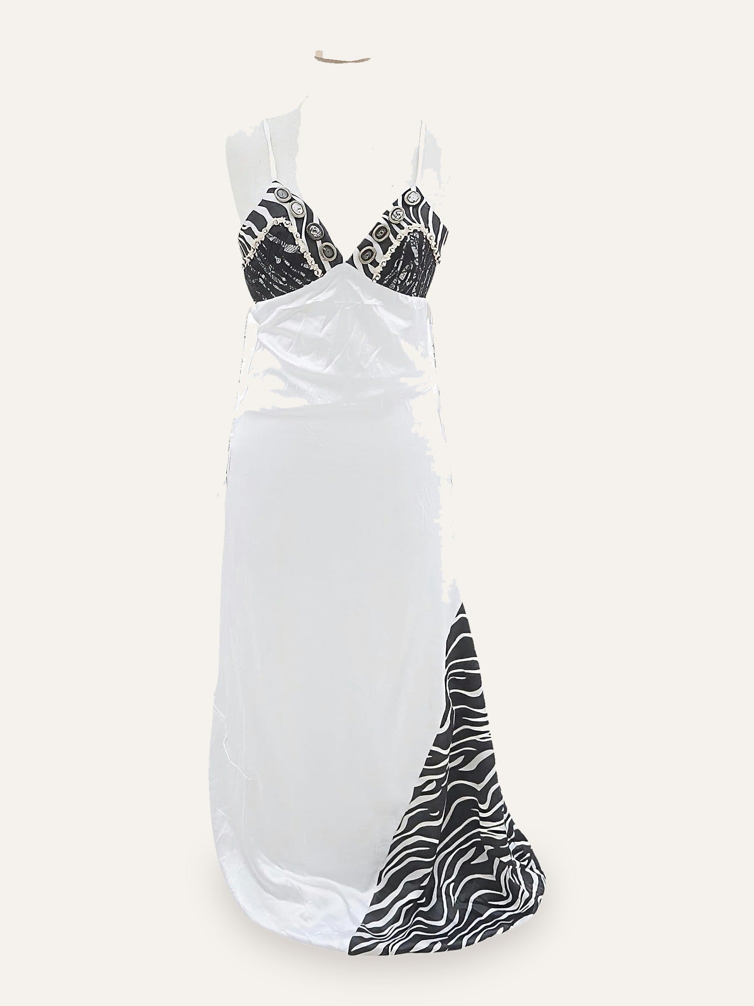 Tasos Mitropoulos Zebra & Lace Cabochon Bustier Gown