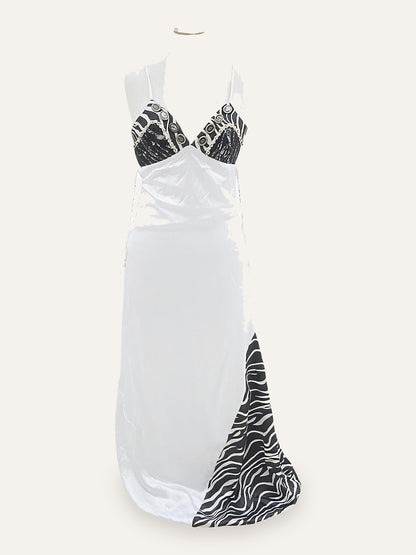 Tasos Mitropoulos Zebra & Lace Cabochon Bustier Gown