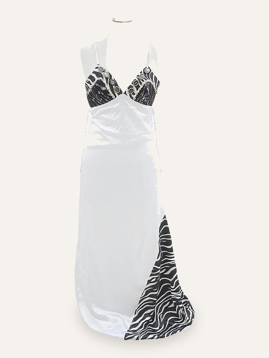 Tasos Mitropoulos Zebra & Lace Cabochon Bustier Gown