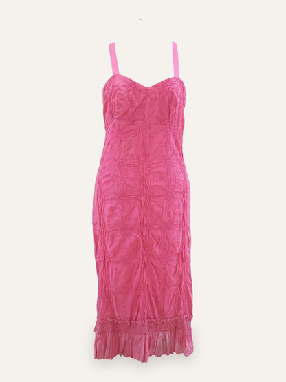 Crinkle Cotton Bustier Midi Dress
