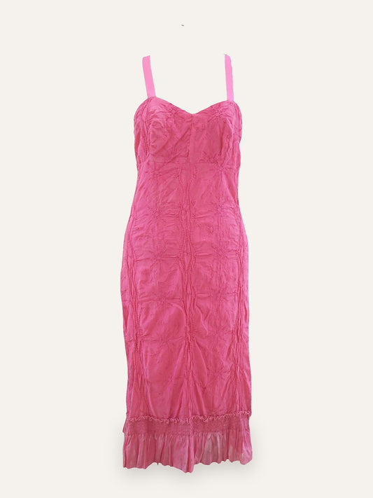 Crinkle Cotton Bustier Midi Dress
