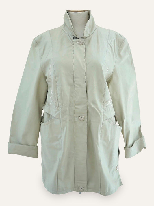 Pig Nappa Leather Jacket Tonal Embroidery
