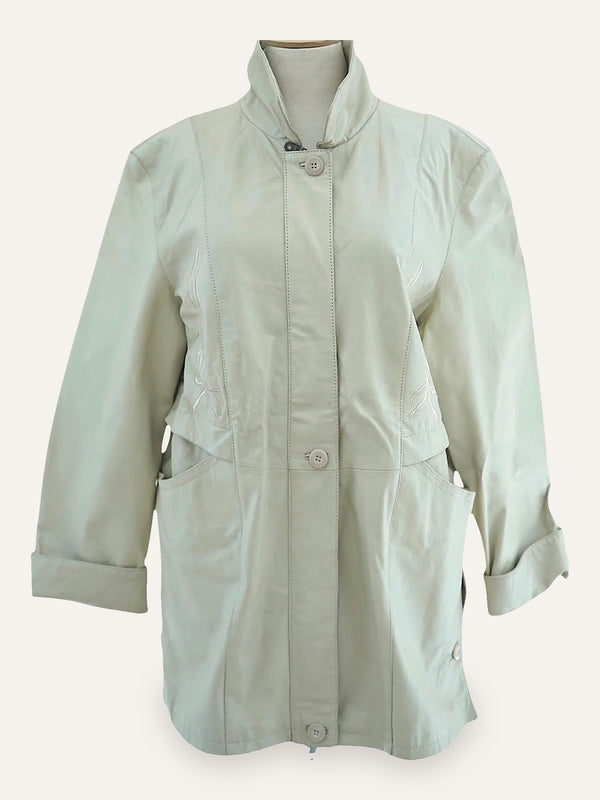 Pig Nappa Leather Jacket Tonal Embroidery