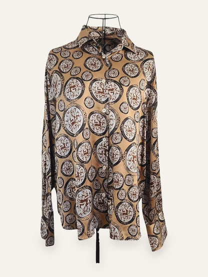 Pure Silk Medallion Print Shirt