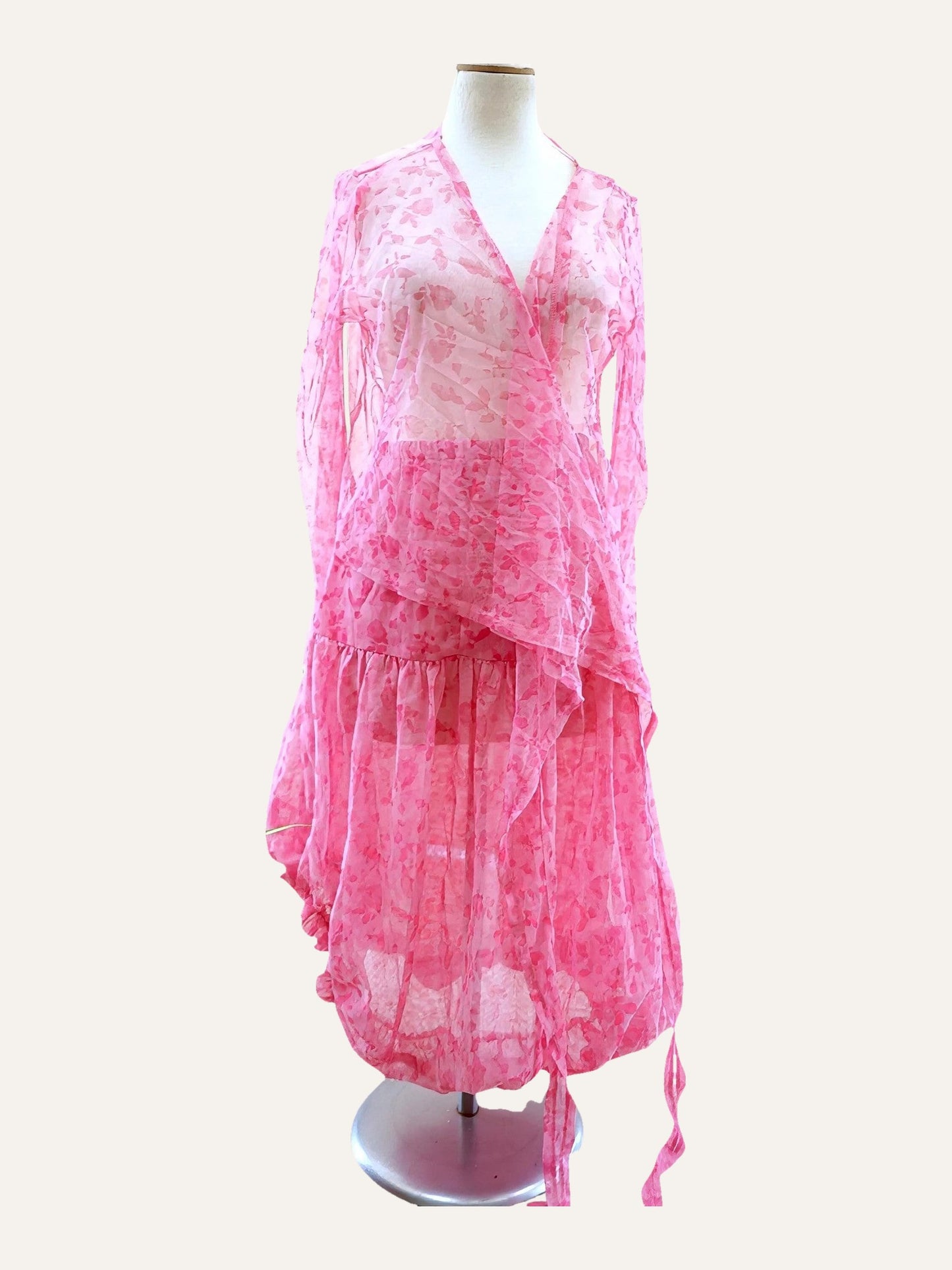 Sheer Wrap Top & Balloon Skirt in Rose