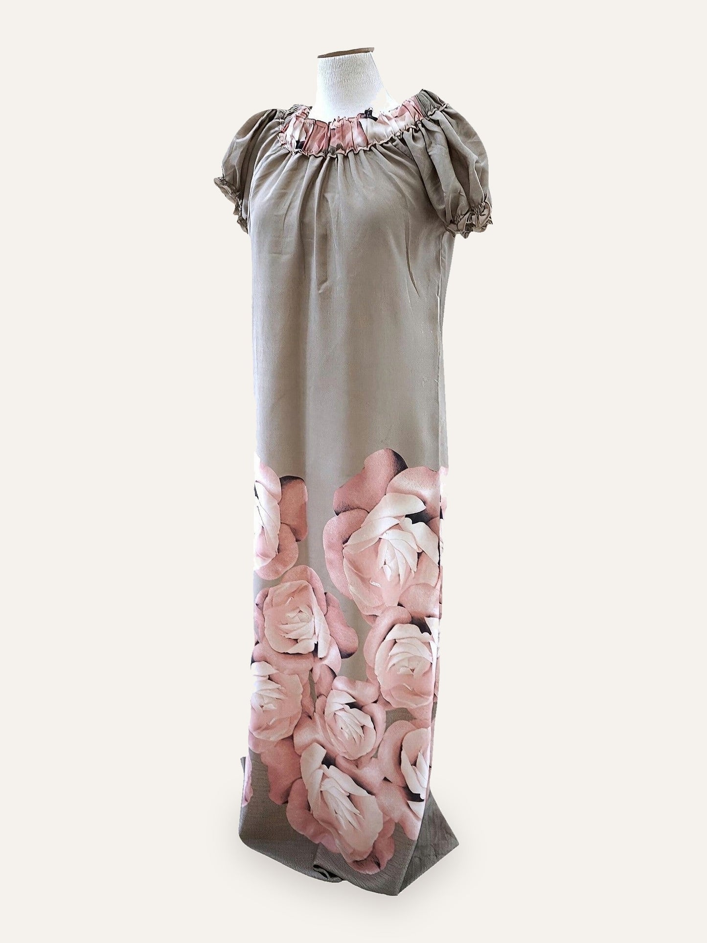 Pure Silk Rose Print Maxi Gown