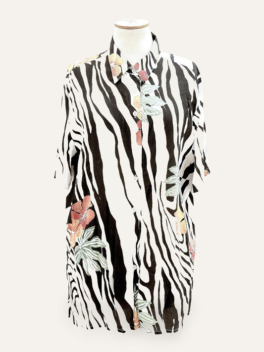 Zebra & Floral Print Shirt