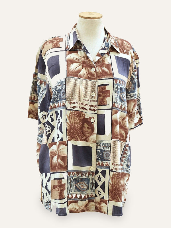 Collage Print Short Sleeve Shirt