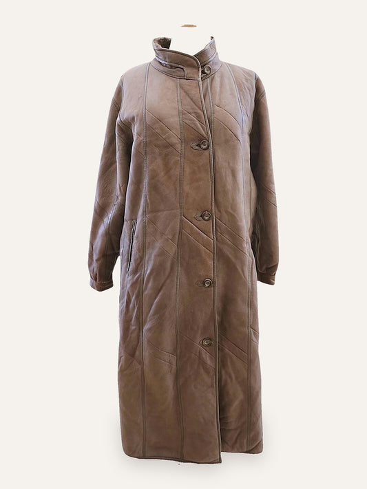 Diagonal Stitch Shearling Maxi Coat