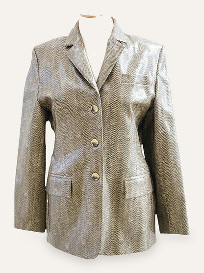 Granite Lacquered Herringbone Blazer