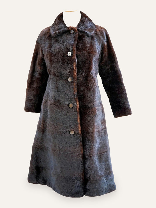 Monogrammed Real Fur Princess Coat in Espresso