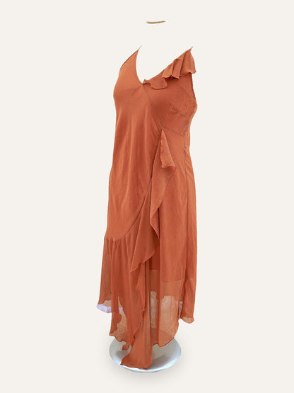 Sandro Ferrone Asymmetric Dress in Terracotta