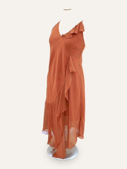 Sandro Ferrone Asymmetric Dress in Terracotta