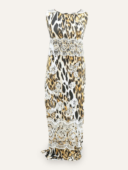 Leopard Print Maxi Dress with Open Back in Pink