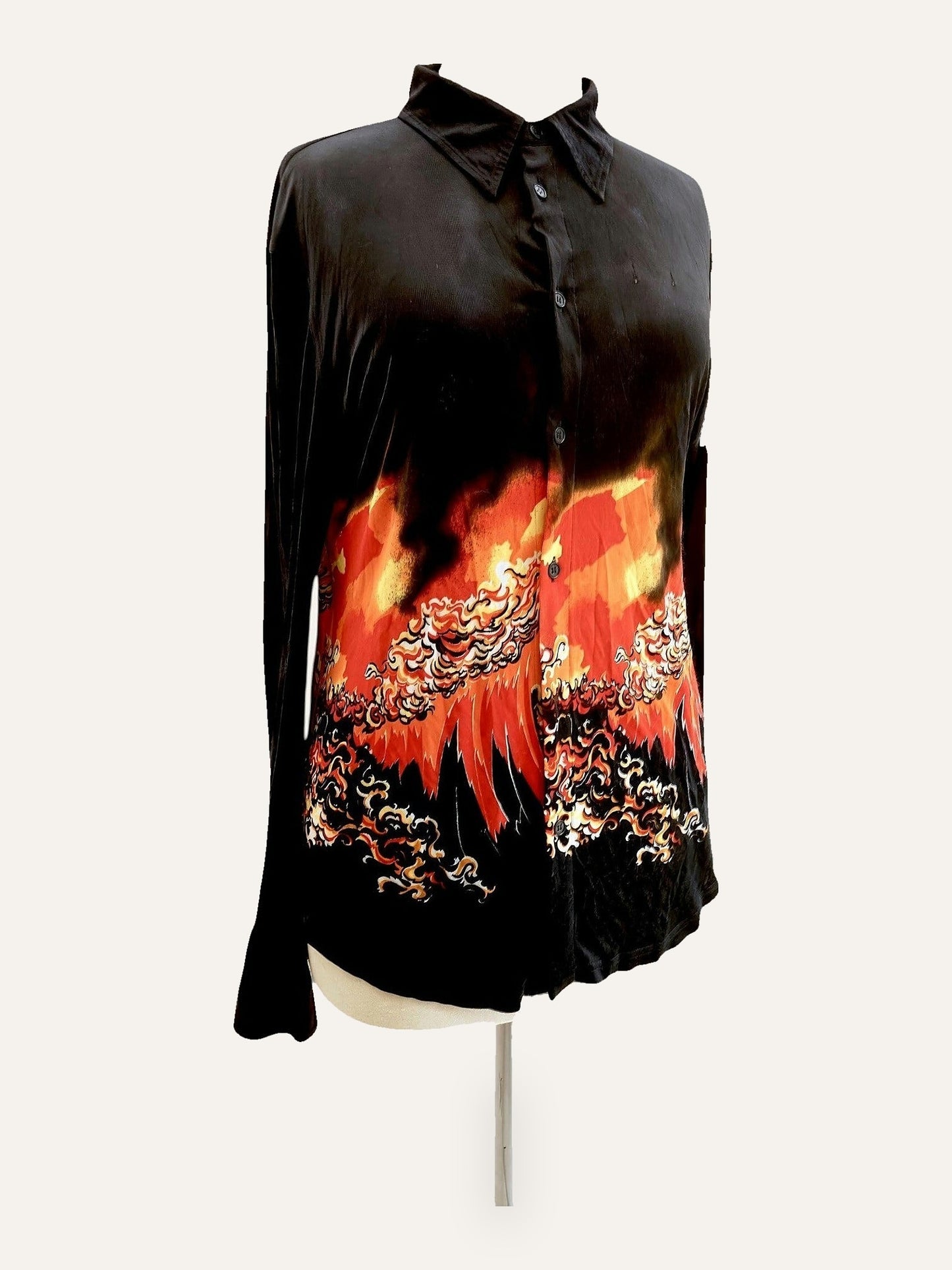Gianni Versace Jersey Flame Print Shirt