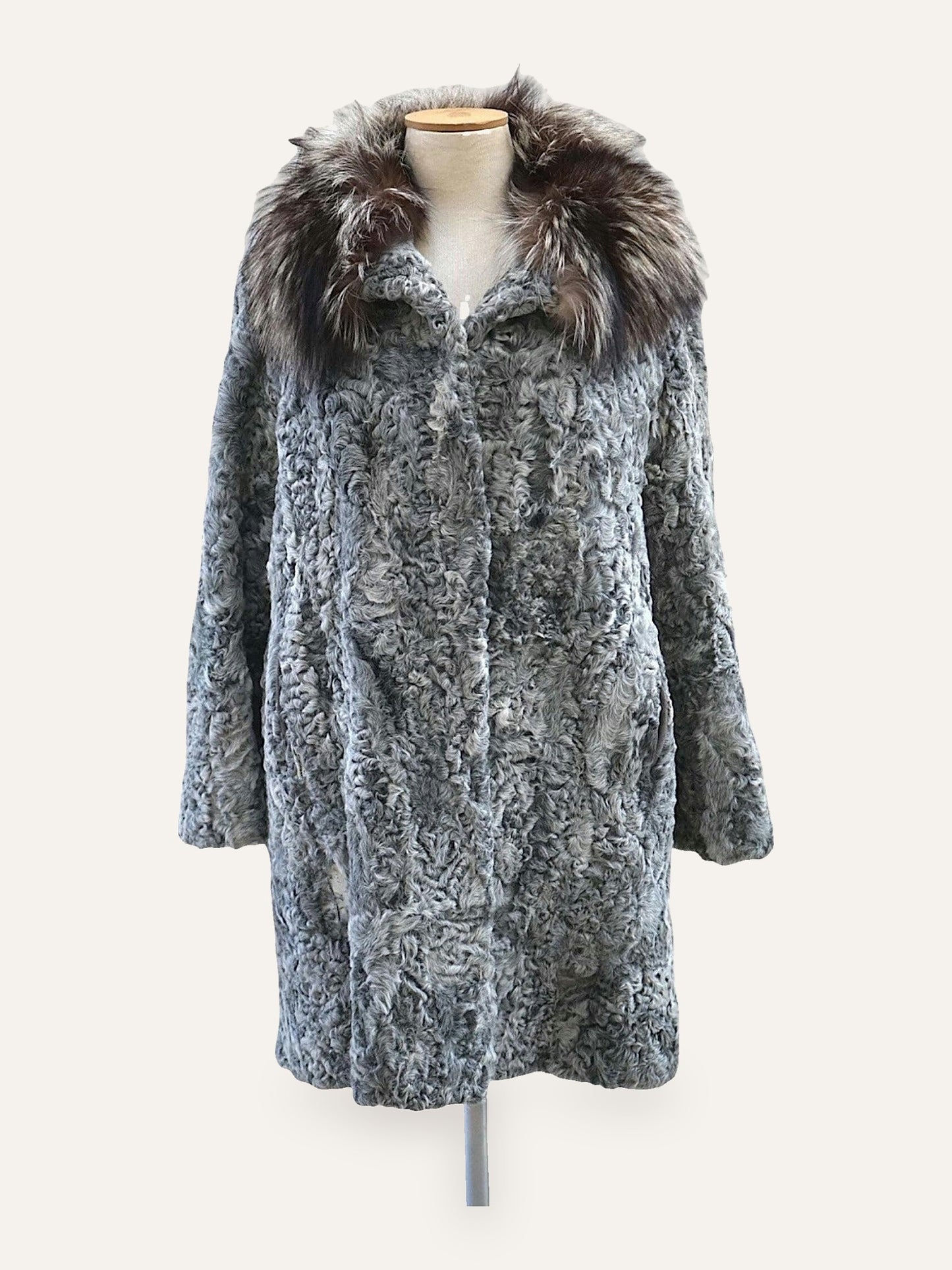 1980's Swakara Coat Long Hair Fur Collar