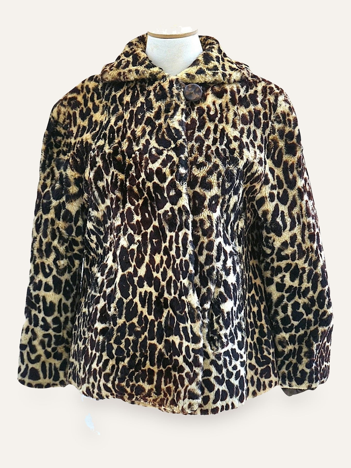 2000's Leopard Print Faux Fur Swing Jacket