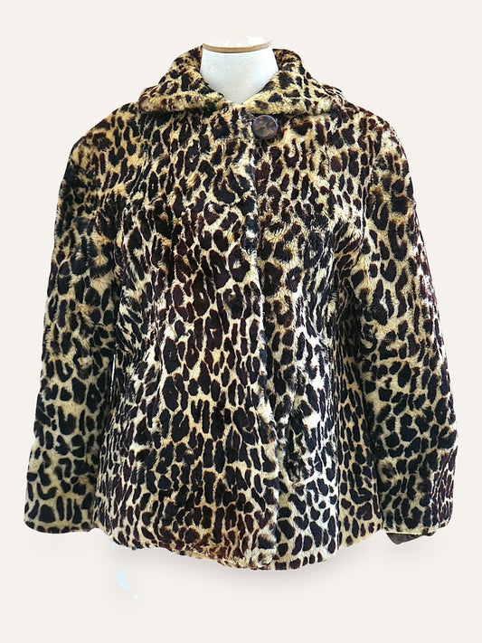 2000's Leopard Print Faux Fur Swing Jacket