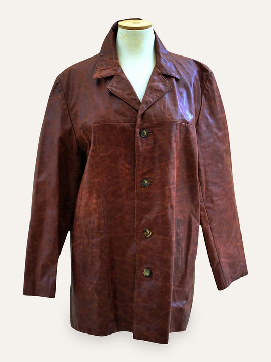 Mitici Anni Oxblood Distressed Leather Jacket