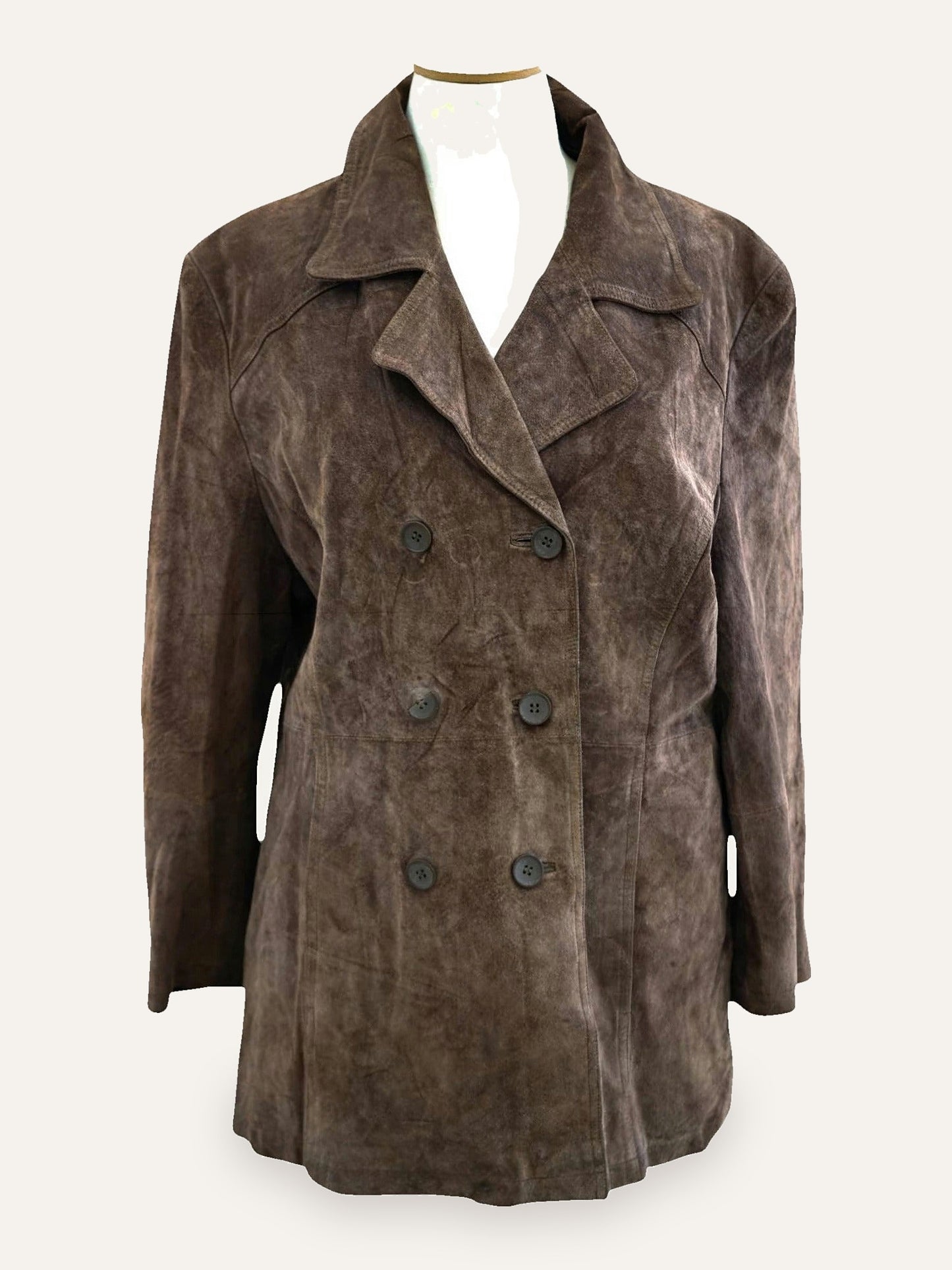 Dark Tobacco Pig Suede Leather Coat