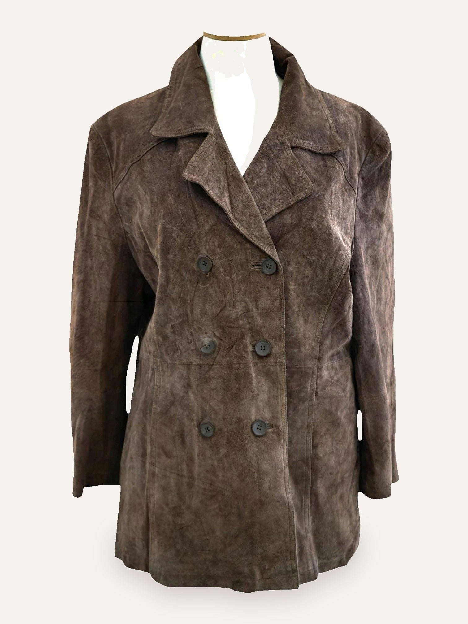 Dark Tobacco Pig Suede Leather Coat