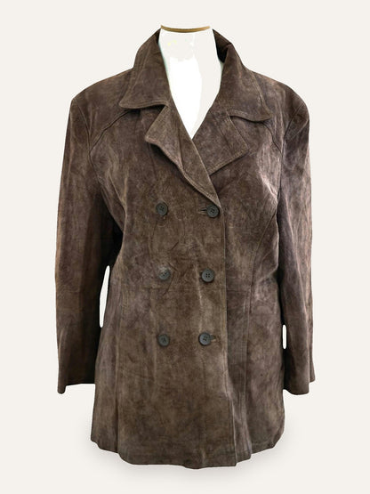 Dark Tobacco Pig Suede Leather Coat