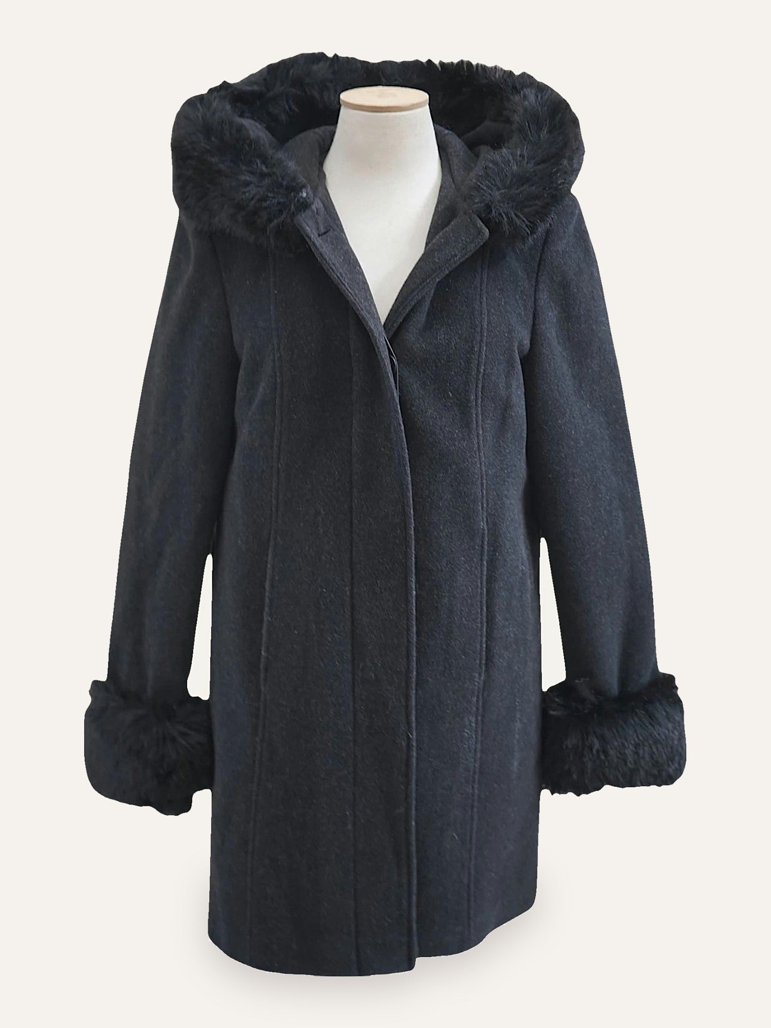 Cashmere Wool Coat Hood & Cuff Trim