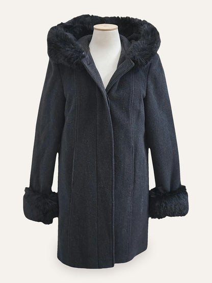 Cashmere Wool Coat Hood & Cuff Trim