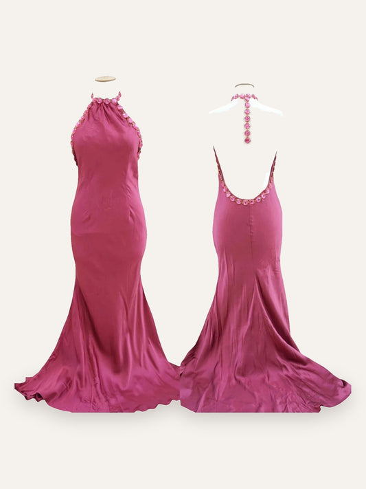 Pure Silk Halter Mermaid Gown