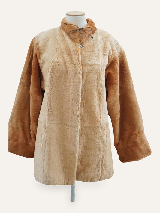 Genuine Dual-Color Fur Coat
