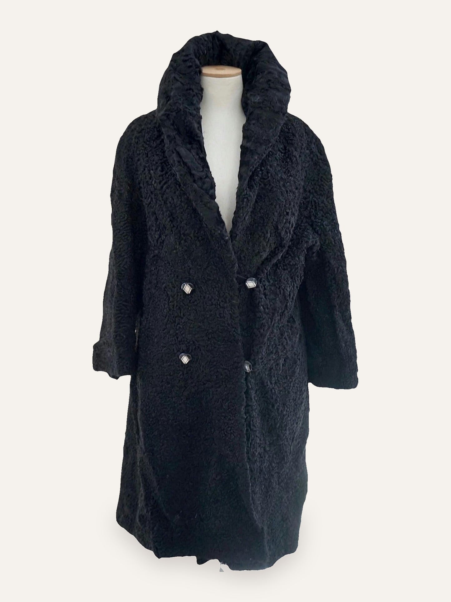Double Breasted Swakara Karakul Fur Coat