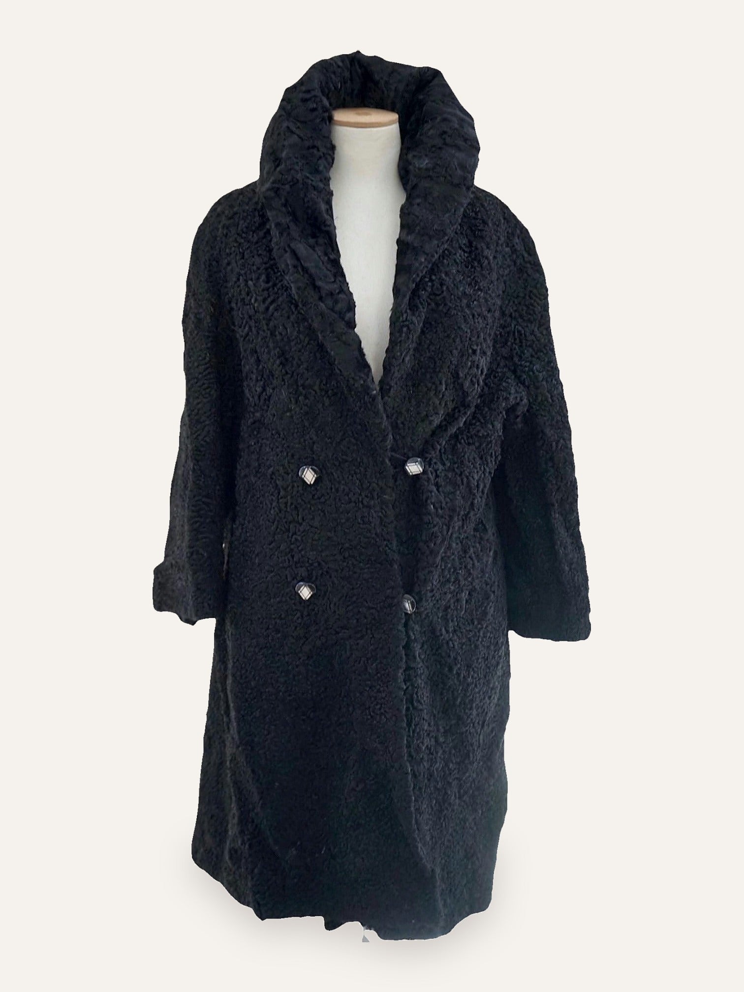 Double Breasted Swakara Karakul Fur Coat